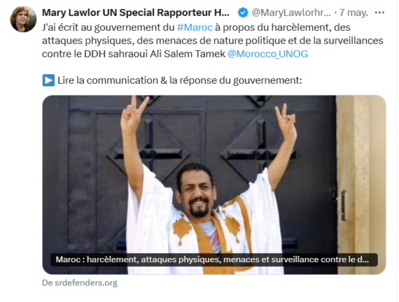 La relatora de la ONU expresa su «grave preocupación» por el acoso de Marruecos a un activista saharaui | Sahara Press Service (SPS)