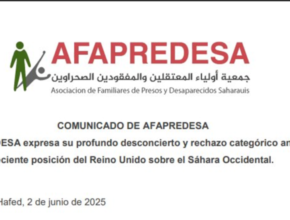 AFAPREDESA expresa su profundo desconcierto y rechazo categórico ante la reciente posición del Reino Unido sobre el Sahara Occidental