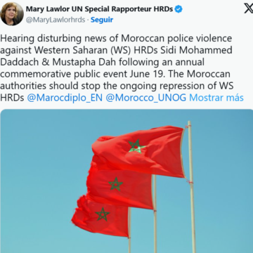 La Asociación de Jóvenes Saharauis de Francia saluda «la posición valiente» de Mary Lawlor y llama a la comunidad internacional a proteger a los defensores de derechos humanos saharauis