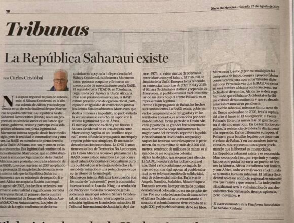 La República Saharaui existe – Carlos Cristóbal en Diario de Noticias