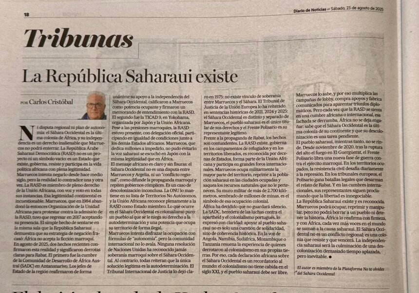 La República Saharaui existe – Carlos Cristóbal en Diario de Noticias
