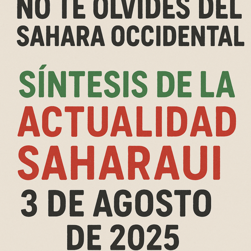 SÍNTESIS DE LA ACTUALIDAD SAHARAUI – 3 de agosto de 2025