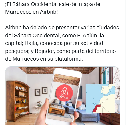 Airbnb, la plataforma de reservas online, elimina las referencias a «Marruecos» en sus listados de alojamientos en el Sáhara Occidental ocupado
