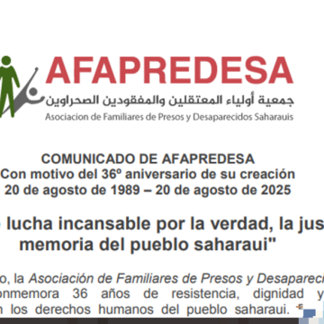 swe4t5r6yukj AFAPREDESA, con motivo del 36º aniversario de su creación: «36 años de lucha incansable por la verdad, la justicia y la memoria del pueblo saharaui»
