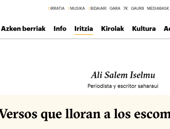 Versos que lloran a los escombros de Gaza – Ali Salem Iselmu, periodista y escritor saharaui en NAIZ