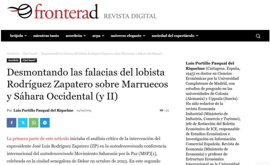 “Desmontando las falacias del lobista Rodríguez Zapatero sobre Marruecos y Sáhara Occidental (y II)» – Lectura del trabajo de Luis Portillo Pasqual del Riquelme