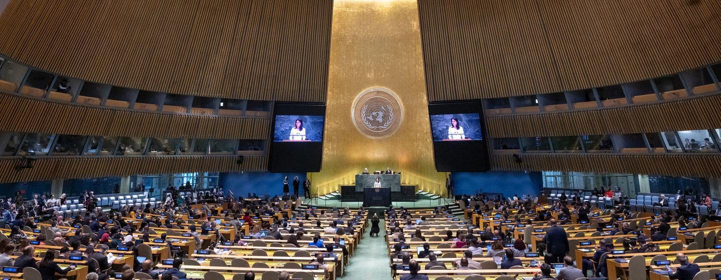 Comienza la primera sesión plenaria del 80.º período de sesiones de la Asamblea General de las Naciones Unidas. Comienza la primera sesión plenaria del 80.º período de sesiones de la Asamblea General de las Naciones Unidas.