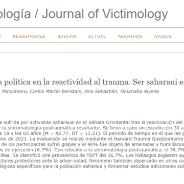 r5t6yuik “Consecuencias de la violencia política en la reactividad al trauma. Ser saharaui en el Sáhara Occidental” – Revista de Victimología (nº 20, 2025)