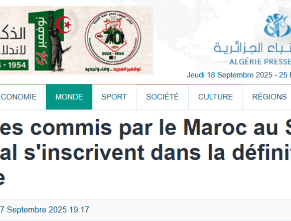 rt4r5ty Les crimes commis par le Maroc au Sahara occidental s’inscrivent dans la définition de génocide – Algérie Presse Service
