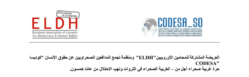 50 años de ocupación y expolio del Sáhara Occidental: CODESA y ELDH llaman a la movilización urgente para que se ponga fin a medio siglo de impunidad