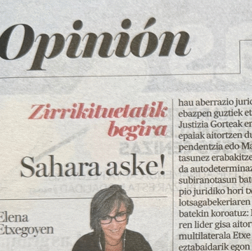 QWERTFGH « Sahara libre ! » – par Elena Etxegoyen (Diario de Noticias de Navarra, rubrique Opinion)
