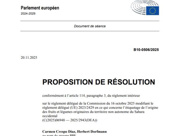 ASDWQWASDQ 🇪🇺 Le Parlement européen décide aujourd’hui s’il légitime ou freine la tromperie de l’étiquetage marocain au Sahara Occidental