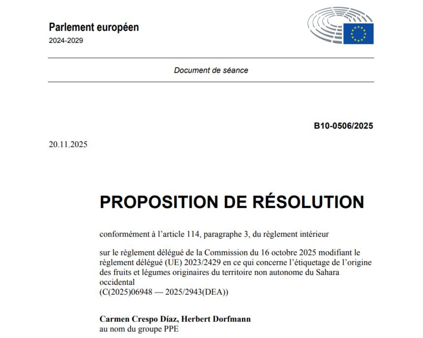 🇪🇺 Le Parlement européen décide aujourd’hui s’il légitime ou freine la tromperie de l’étiquetage marocain au Sahara Occidental