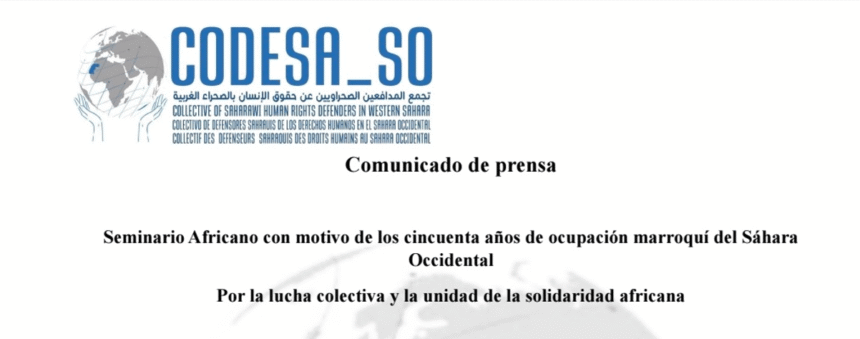 «Por la lucha colectiva y la unidad de la solidaridad africana» – Comunicado de prensa del Seminario Africano con motivo de los 50 años de ocupación marroquí del Sahara Occidental