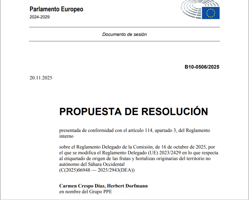 🇪🇺 El Parlamento Europeo decide hoy si legitima o frena el engaño del etiquetado marroquí en el Sáhara Occidental