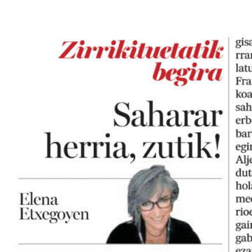 Saharar herria, zutik! – Elena Etxegoyen en Noticias de Navarra
