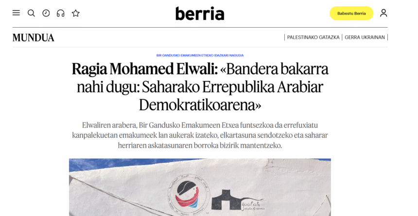 «Bandera bakarra nahi dugu: Saharako Errepublika Arabiar Demokratikoarena»