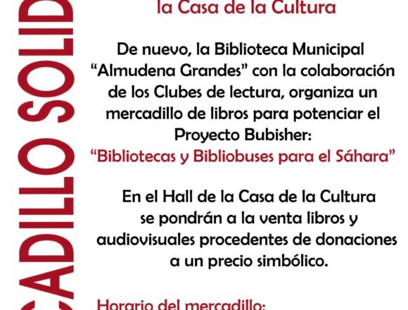 La Biblioteca municipal Almudena Grandes de Azuqueca vuelve a organizar el mercadillo solidario a beneficio del proyecto Bubisher