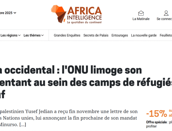 La ONU retira a su representante en los campamentos saharauis de Tinduf: recortes, señales políticas y un paso más en el vaciamiento de la MINURSO –  Africa Intelligence
