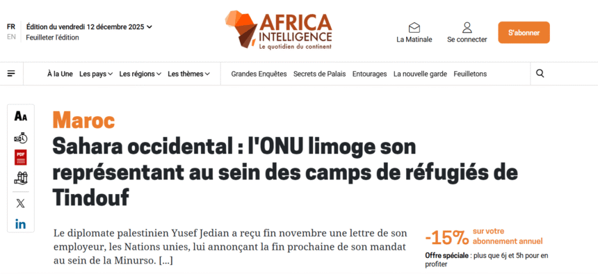 La ONU retira a su representante en los campamentos saharauis de Tinduf: recortes, señales políticas y un paso más en el vaciamiento de la MINURSO –  Africa Intelligence