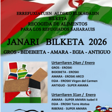 Solidaridad con el pueblo saharaui: recogida de alimentos en varios barrios de Donostia los días 24 y 31 de enero