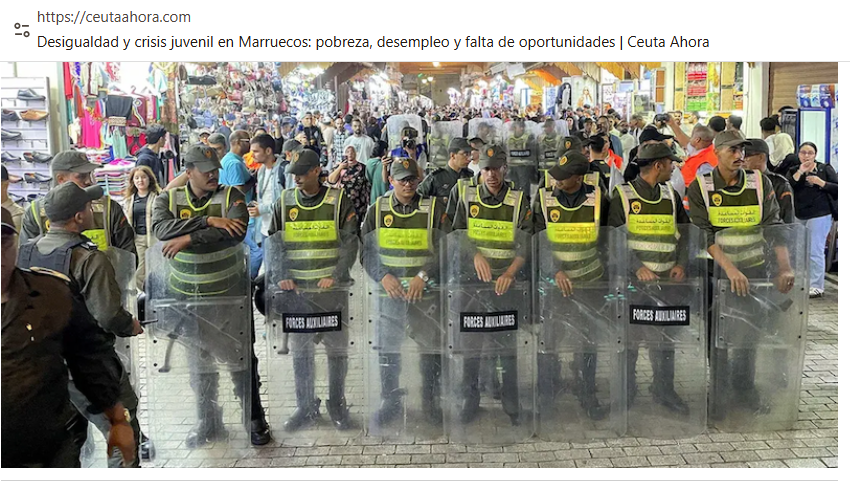 aQWESTFRGYHJ Marruecos: desigualdad estructural, exclusión social y una juventud sin horizonte (lectura comentada de informe de CEUTA AHORA)