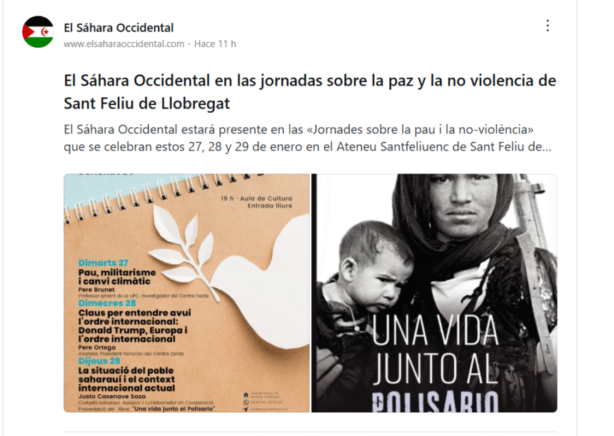 aestryuikl El Sáhara Occidental en las jornadas sobre la paz y la no violencia de Sant Feliu de Llobregat