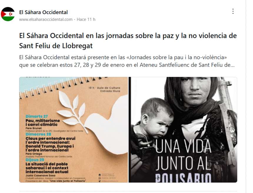 El Sáhara Occidental en las jornadas sobre la paz y la no violencia de Sant Feliu de Llobregat