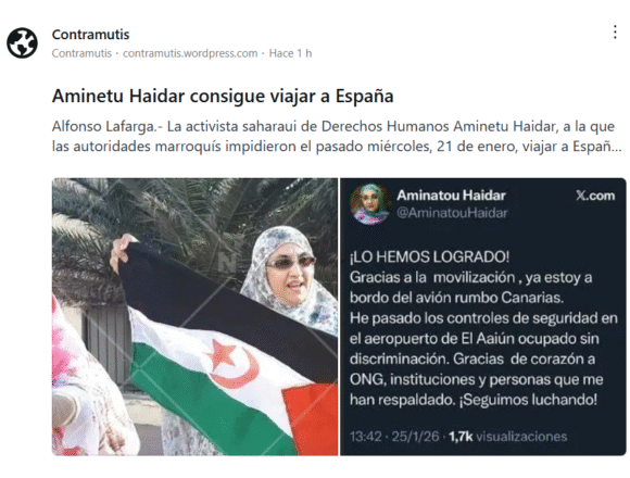 Aminetu Haidar consigue viajar a España