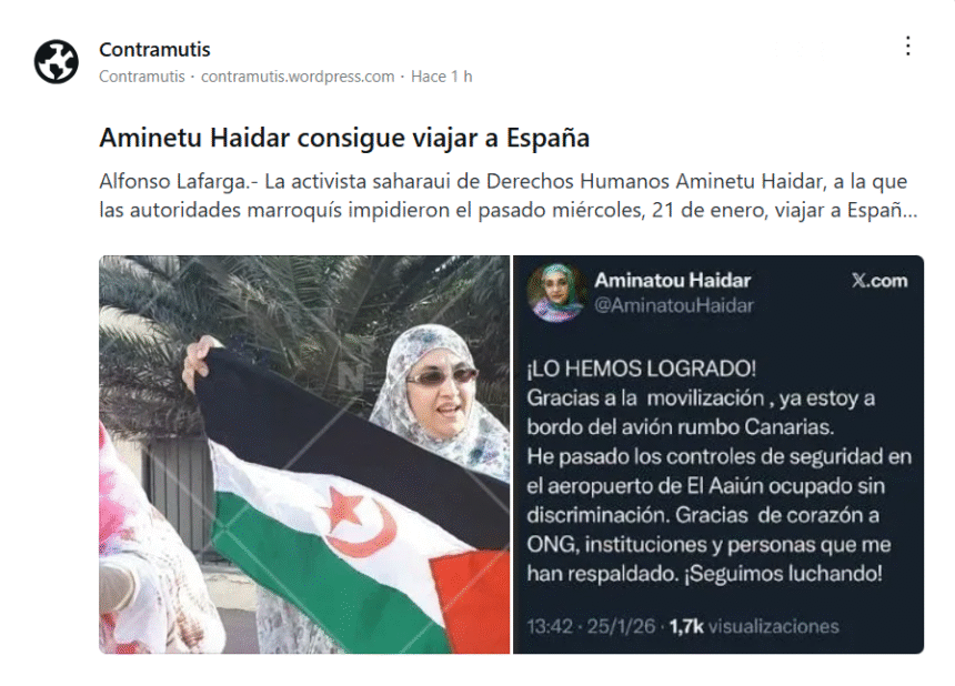 Aminetu Haidar consigue viajar a España