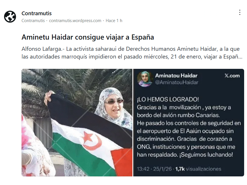 Aminetu Haidar consigue viajar a España