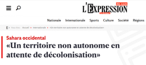 SÁHARA OCCIDENTAL: «Un territorio no autónomo pendiente de descolonización» – L’Expression