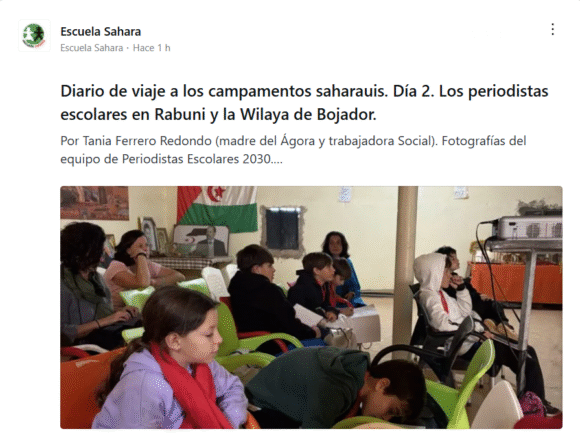 Diario de viaje a los campamentos saharauis. Día 2. Los periodistas escolares en Rabuni y la Wilaya de Bojador. – Escuela Sahara