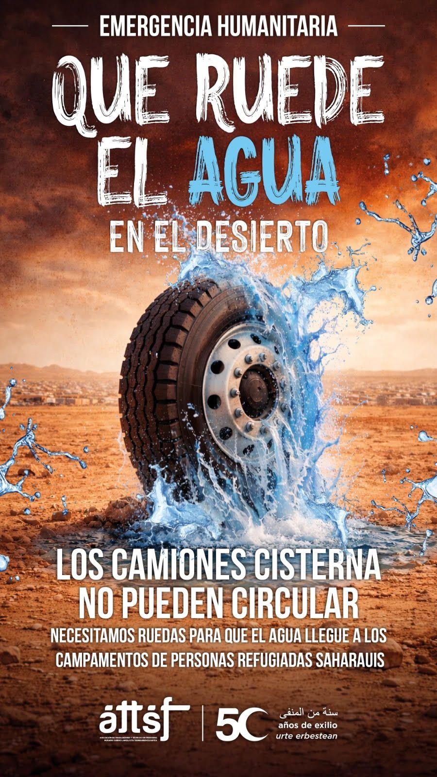 Cartel de emergencia humanitaria.