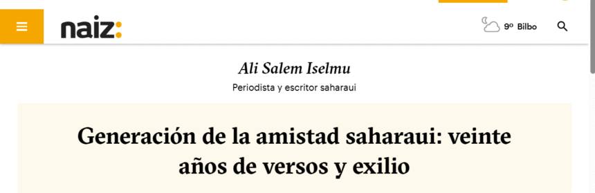 asdfdewedfrg Generación de la amistad saharaui: veinte años de versos y exilio – Ali Salem Iselmu en Iritzia | naiz: