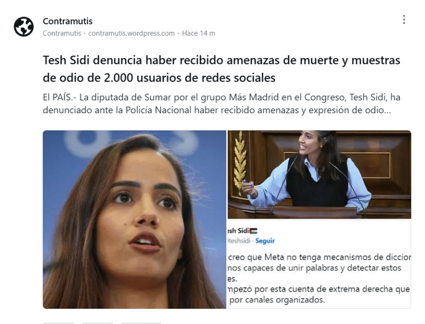 Amenazas de muerte y mensajes racistas contra la diputada saharaui Tesh Sidi