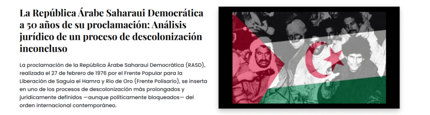 El derecho no está en discusión; su aplicación, sí – Comentario al artículo de Hafdala Chadad Brahim | Serie 50 AÑOS DE LA RASD