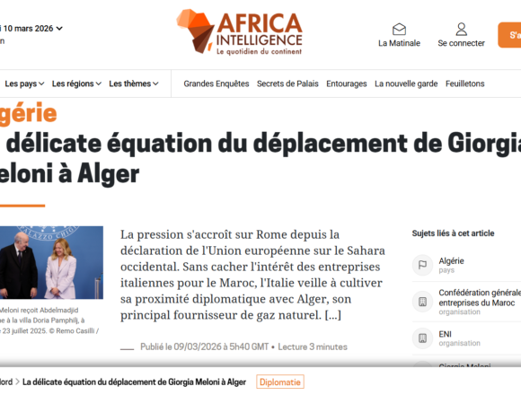 Le Sahara occidental complique l’équilibre diplomatique de l’Italie entre l’Algérie et le Maroc