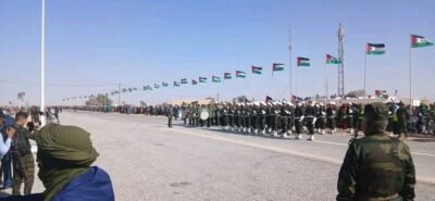 Desfile militar del Ejército de Liberación Popular Saharaui en Auserd durante el 50 aniversario de la RASD