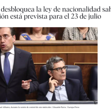 SUMAR y el PSOE desencallan la Ley de Nacionalidad Saharaui: el Congreso prevé votarla el 23 de julio