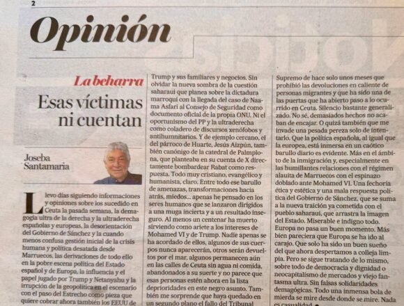LECTURA DE INTERÉS | Joseba Santamaría: «Esas víctimas ni cuentan»