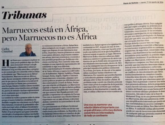 Noticias de Navarra 13 agosto Marruecos está en África, pero Marruecos no es África | Carlos Cristóbal, hoy en Diario de Noticias de Navarra