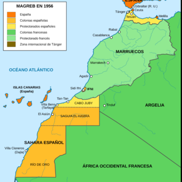 mapa1956 Tarfaya, Ifni y el Sáhara Occidental: las fronteras que dejó España no separaron a los saharauis