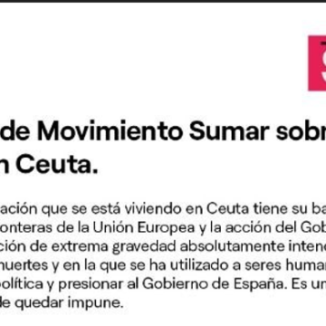 SUMARCeuta2 Sumar acusa a Marruecos de provocar intencionadamente la crisis de Ceuta, pero evita hablar del Sáhara Occidental
