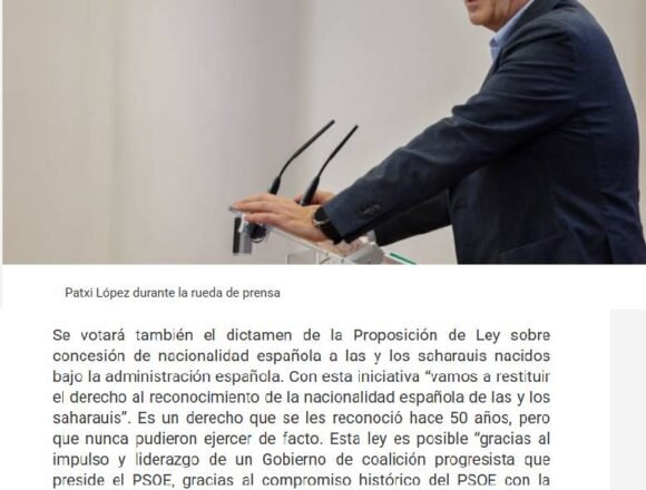 patxiLopez809 Nacionalidad saharaui | El PSOE confirma el sí: «No nos condiciona lo que piense Marruecos»