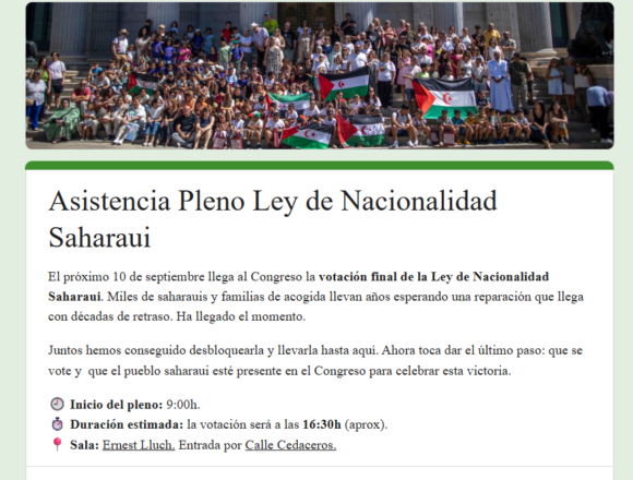 NACIONALIDAD SAHARAUI | 10 de septiembre, la ley llega al Pleno (II): dónde está cada grupo parlamentario